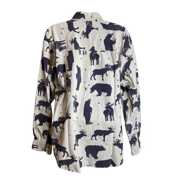 Vintage 90s Punch Women's‎ Moose Bear Print Button Up Shirt Size M Wilderness - Picture 2 of 12